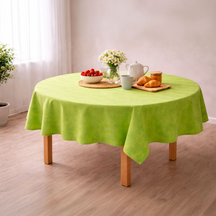 Tischdecke «Arabella», grün, rund, wasserdicht und pflegeleicht