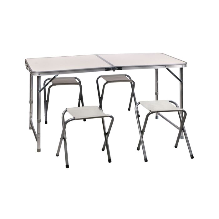 Set de table de camping pliante, réglable en hauteur, avec 4 chaises pliantes