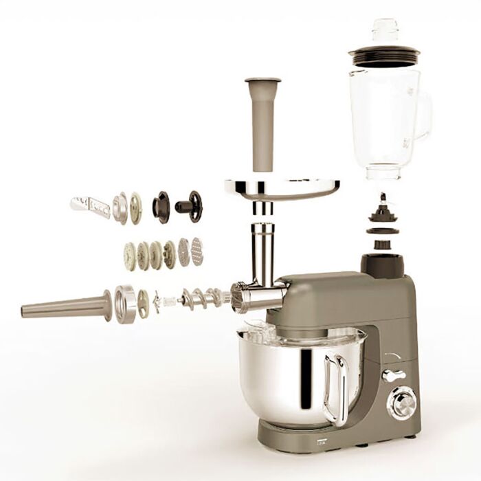 Ohmex Küchenmaschine 3in1, 8-l-Schüssel, Fleischwolf, Mixeraufsatz