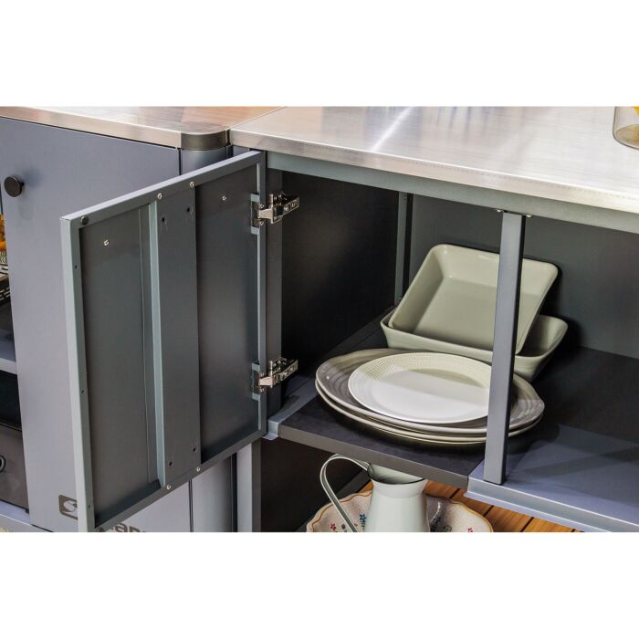 Cuisine d'extérieur Sahara «Module Standard», utilisable individuellement, avec Soft Close et plaque en acier inoxydable