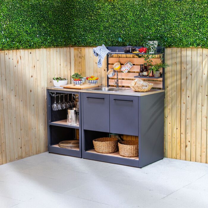 Cuisine d'extérieur Sahara «Module Standard», utilisable individuellement, avec Soft Close et plaque en acier inoxydable