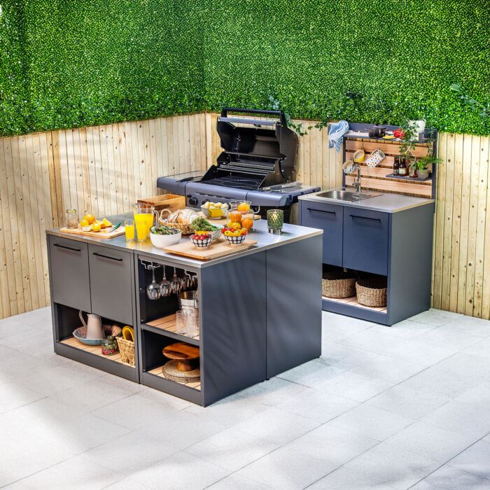 Sahara Outdoorküche-Modul «Eckmodul», mit offenen Regalen und UV-Schutz
