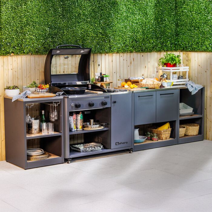 Sahara Gasgrill «Arke», 3 Brenner, Sichtfenster & Stauraum für Gasflasche