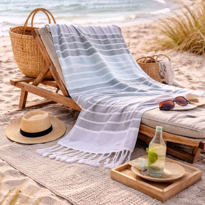 Serviette de plage et de hammam Egeria « Mai », 100x178 cm