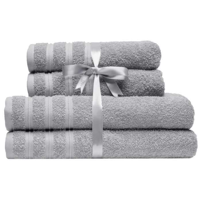 Frottierwäsche Uni, 4-teilig , silber