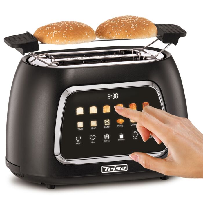 Trisa Toaster «Toast IT», digitales Touch-Display mit 6 Programmen und Brötchenwärmer