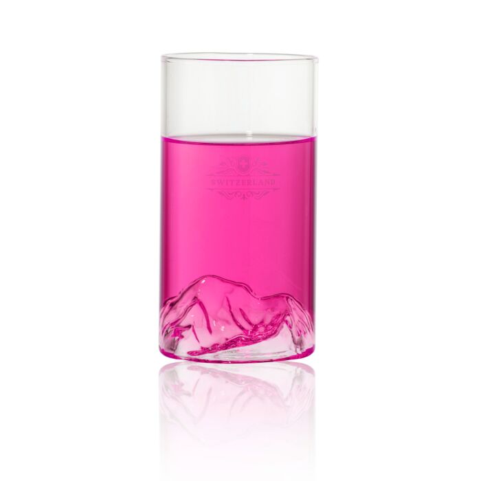 Wasserglas «Alpenrock», 7x13 cm, mit 3D-Bergmotiv aus Borosilikatglas