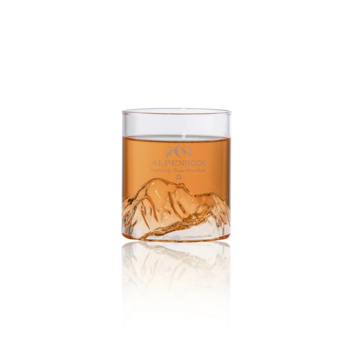 Whiskyglas «Alpenrock», 8x9 cm, mit 3D-Bergmotiv aus Borosilikatglas