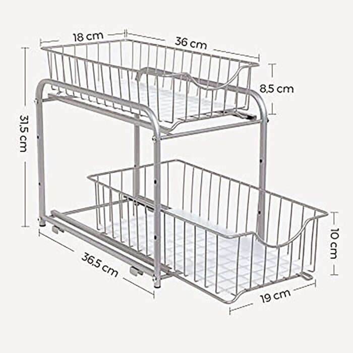 Songmics Küchenorganizer, 2 Schubladen, höhenverstellbar aus Stahl