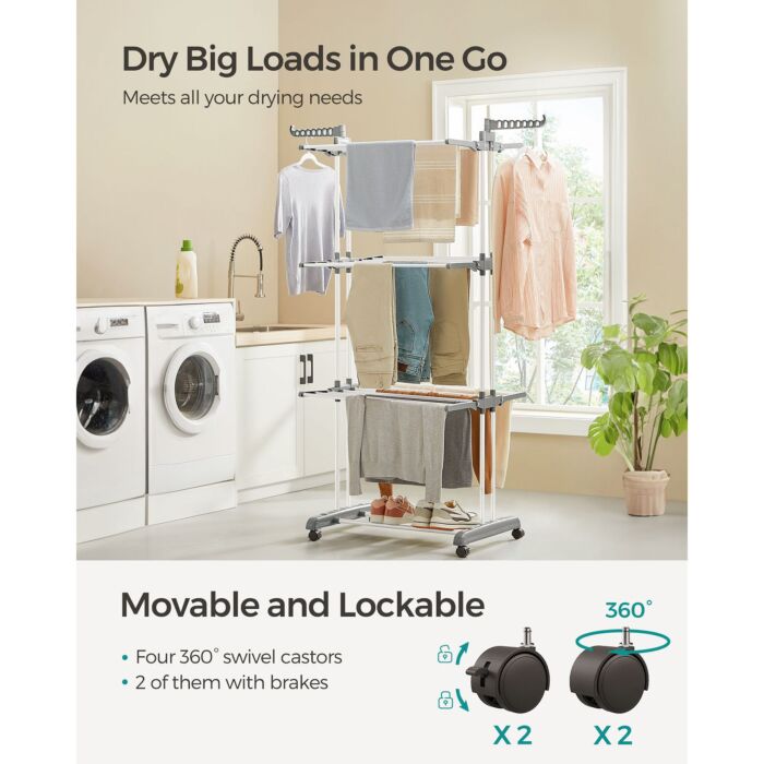 Séchoir à linge SONGMICS, 3 étages, pliable et peu encombrant