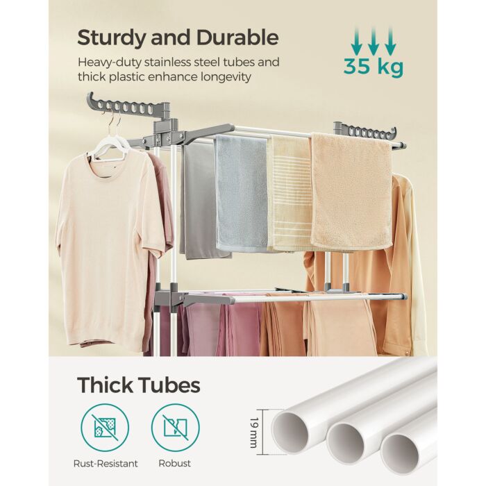 Séchoir à linge SONGMICS, 3 étages, pliable et peu encombrant