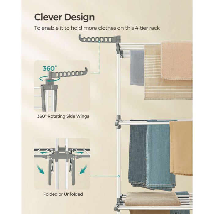 Séchoir à linge SONGMICS, 3 étages, pliable et peu encombrant