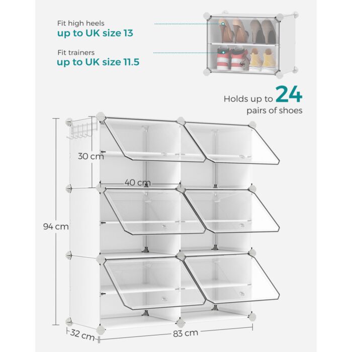 Schuhschrank mit Klapptüren, für bis zu 24 Paar Schuhe, weiss