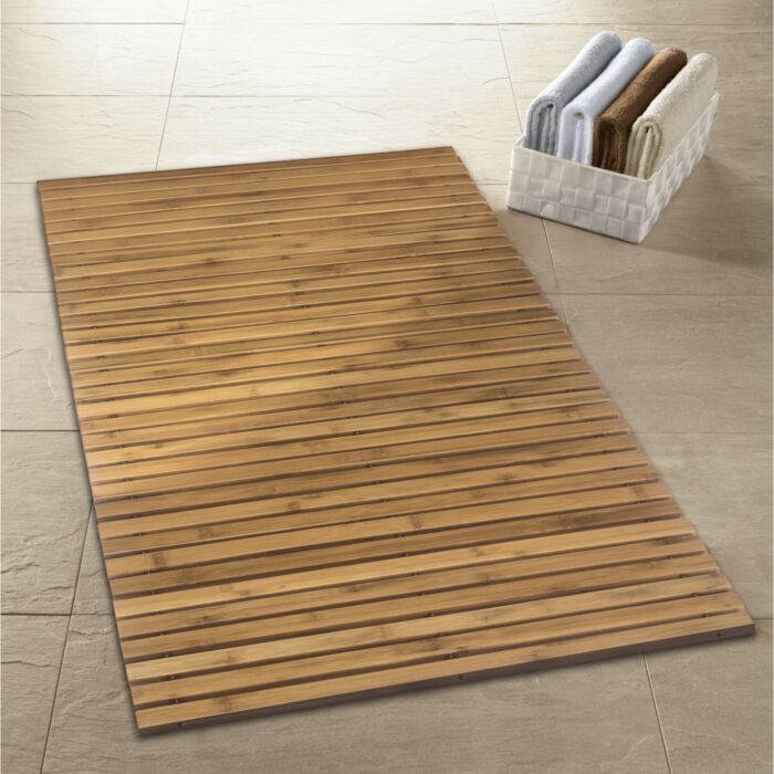Tapis de bain Kleine Wolke «Level», bambou, 50x80 cm