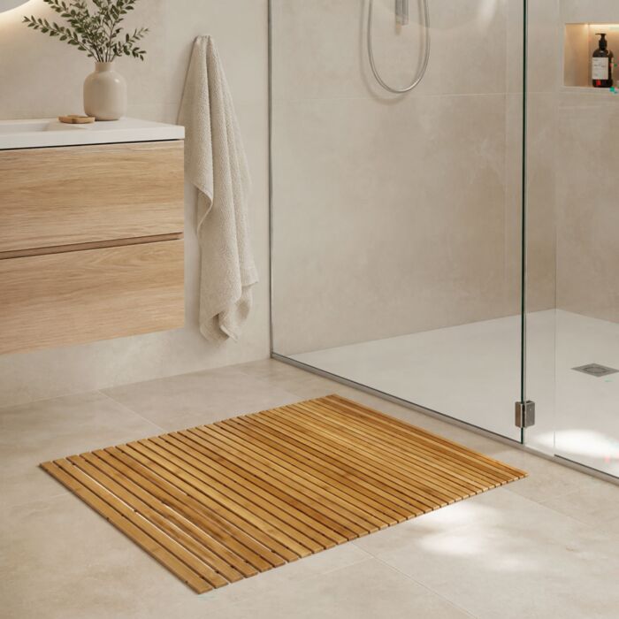 Tapis de bain Kleine Wolke «Level», bambou, 50x80 cm