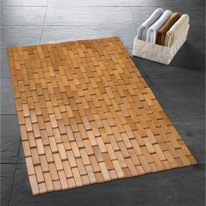 Kleine Wolke Badematte «Palito», Bambus, rutschhemmend, 50 x 70 cm