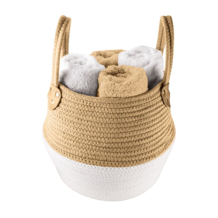 Panier de rangement Kleine Wolke «Patch XL», aspect tressé, avec poignées