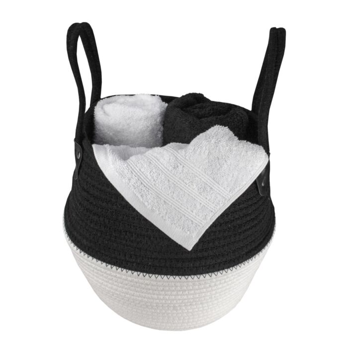 Panier de rangement Kleine Wolke «Patch XL», aspect tressé, avec poignées