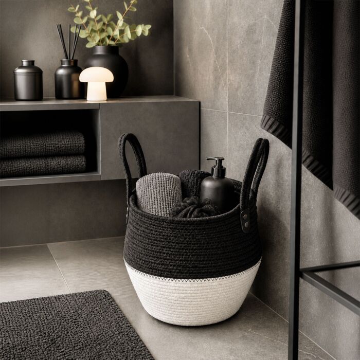 Panier de rangement Kleine Wolke «Patch XL», aspect tressé, avec poignées