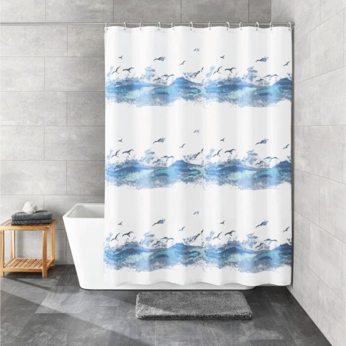 Kleine Wolke Duschvorhang «Seaside», maritimes Design, 180 x 200 cm