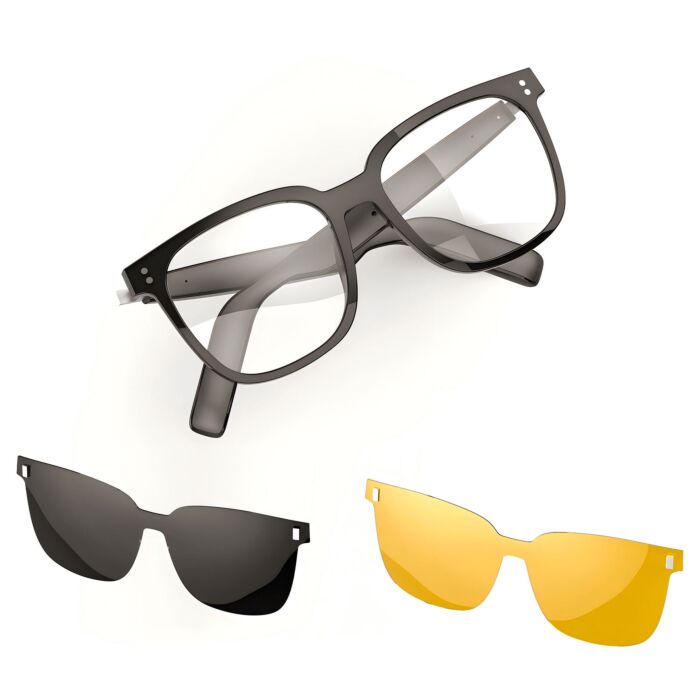 Smart Audio-Brille mit Bluetooth, Blaulichtfilter, Wechselgläser