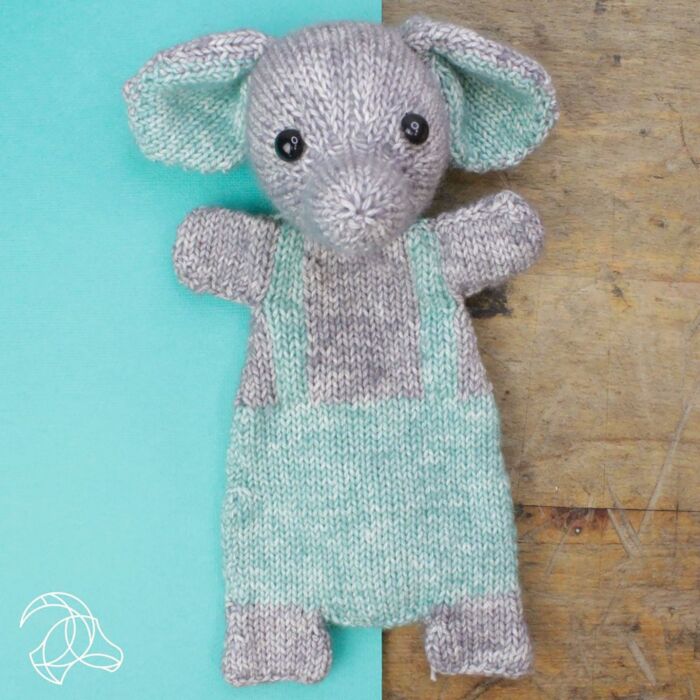 Kit de tricot Hardicraft «Éléphant Sonny», peluche à confectionner soi-même, 23 cm