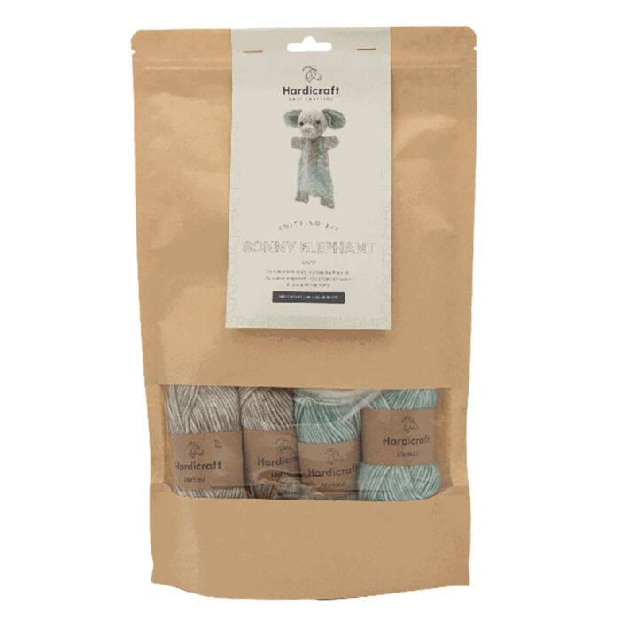Kit de tricot Hardicraft «Éléphant Sonny», peluche à confectionner soi-même, 23 cm