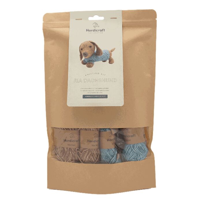 Kit de tricot Hardicraft «Dachshund Ria», peluche à confectionner soi-même, environ 30 cm