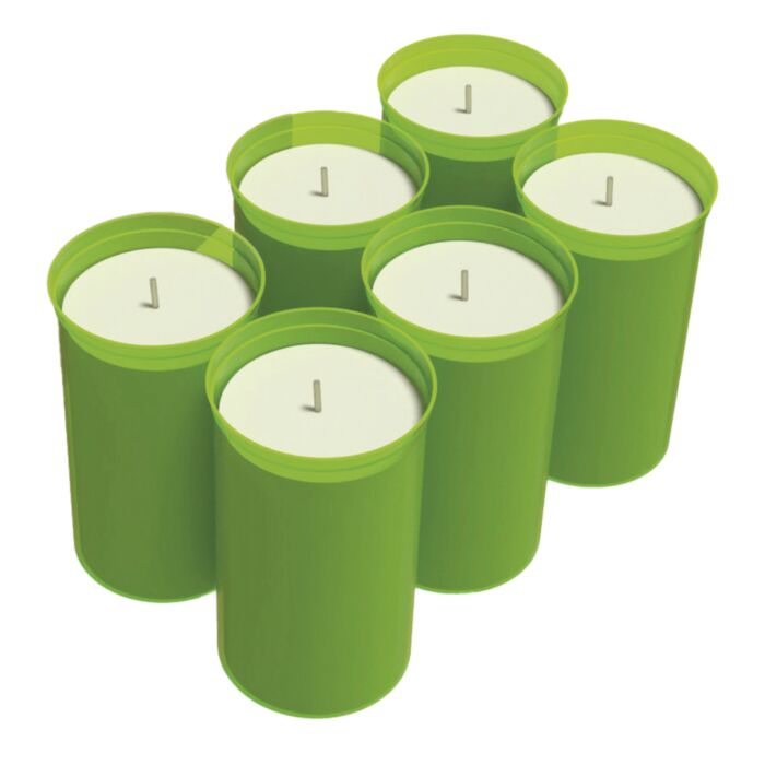 Bougies Bio Green «FireFly», lot de 6, durée de combustion 42 h