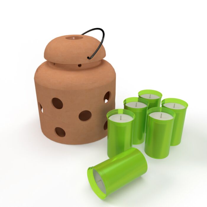 Bougies Bio Green «FireFly», lot de 6, durée de combustion 42 h