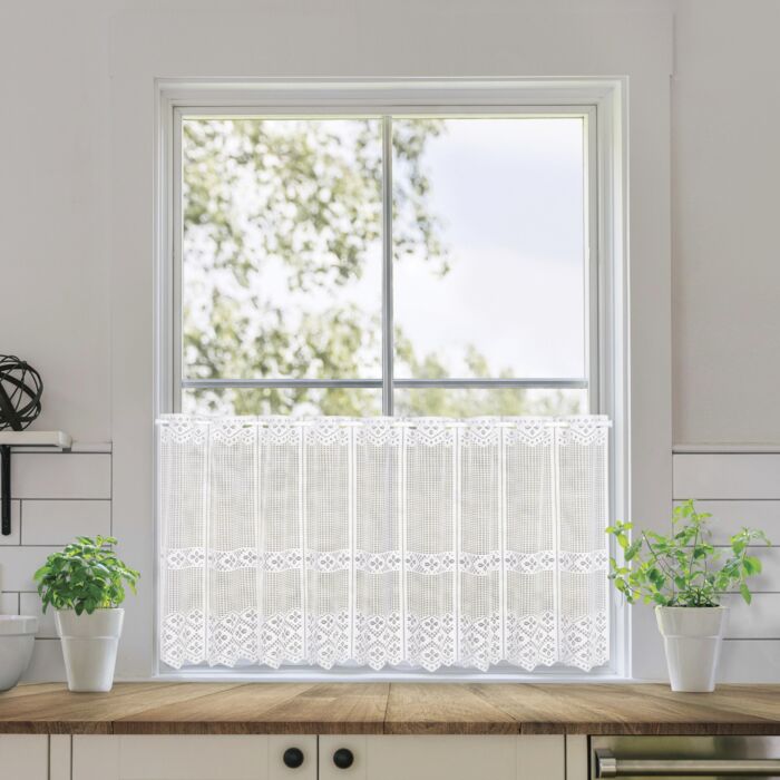Rideau de bistrot «Hanna», jacquard semi-transparent