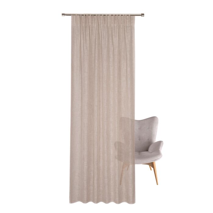 Rideau prêt à poser avec ruban, semi-transparent, aspect lin, isolant thermique, 140x245 cm