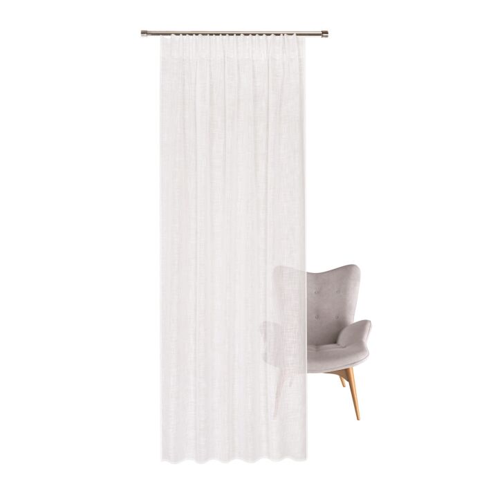 Rideau prêt à poser avec ruban, semi-transparent, aspect lin, isolant thermique, 140x245 cm