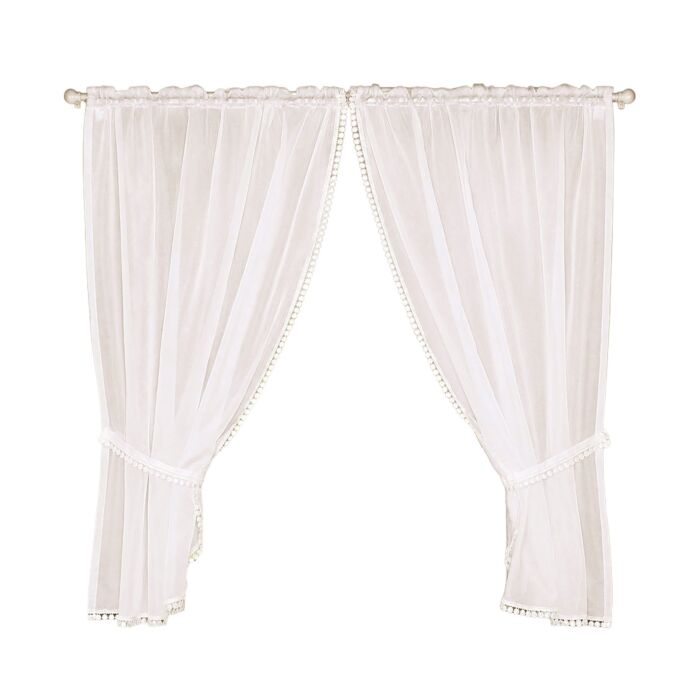 Rideau vitrage avec bordure, lot de 2