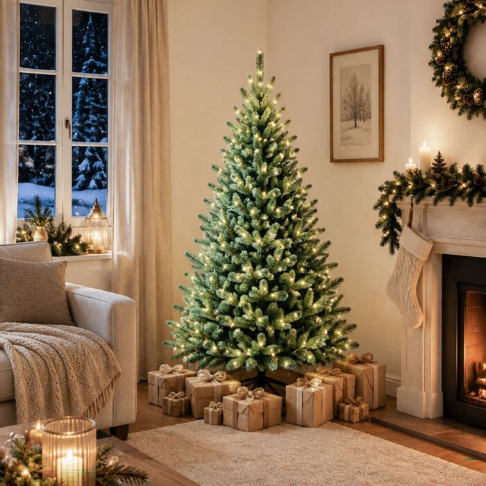 Weihnachtsbaum mit LED-Beleuchtung und Metallständer