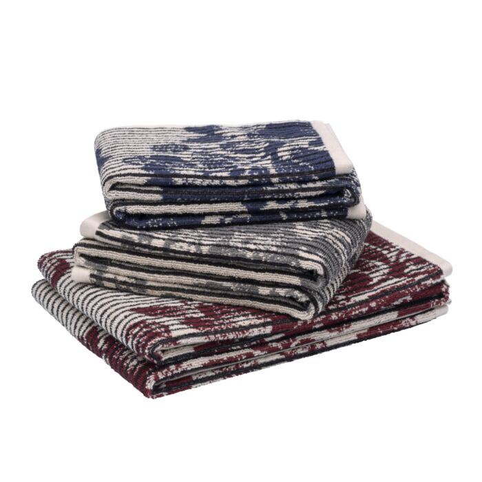 Linge éponge doux à rayures verticales et motifs floraux