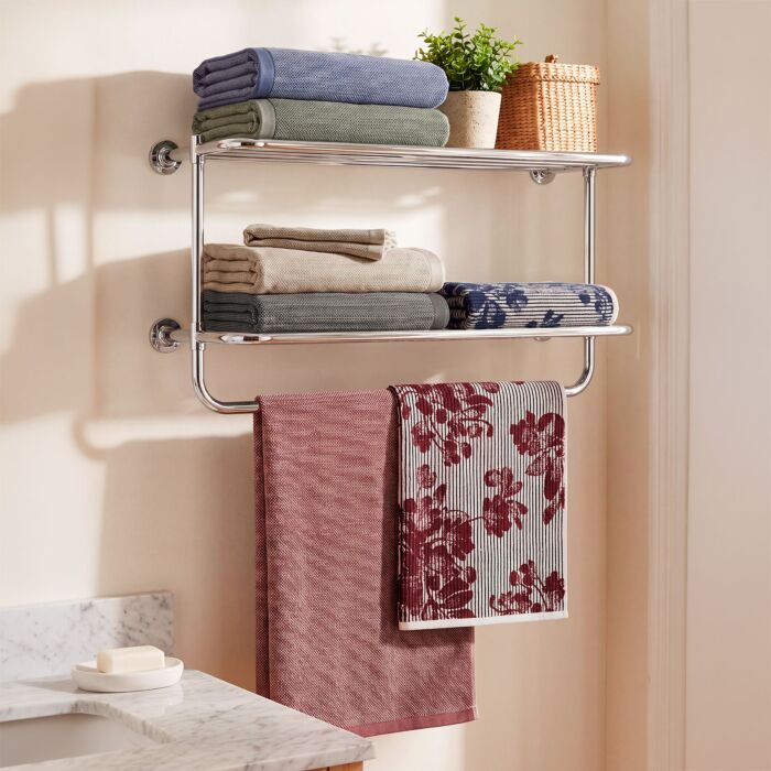 Linge éponge doux à rayures verticales et motifs floraux