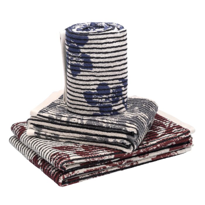 Linge éponge doux à rayures verticales et motifs floraux