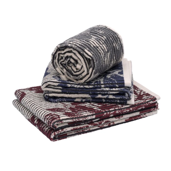 Linge éponge doux à rayures verticales et motifs floraux