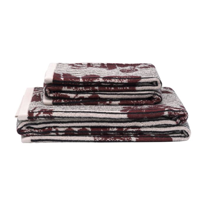 Linge éponge doux à rayures verticales et motifs floraux
