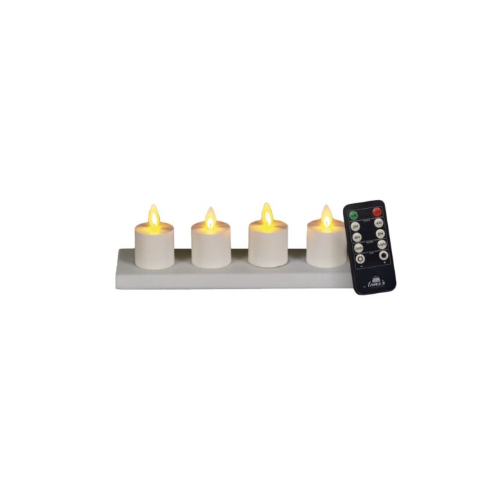 Lot de 4 bougies chauffe-plat avec station de recharge
