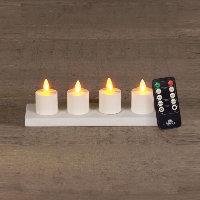 Lot de 4 bougies chauffe-plat avec station de recharge