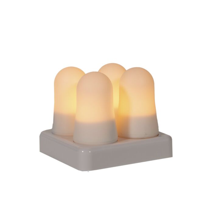 Kit de lampes mini effet flammes avec station de recharge, 4 pièces
