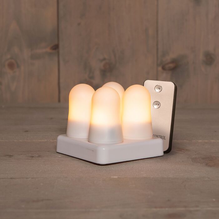 Kit de lampes mini effet flammes avec station de recharge, 4 pièces