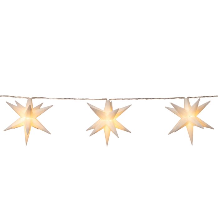 Guirlande lumineuse 3D en forme d'étoiles, 10 étoiles avec des LED blanc chaud
