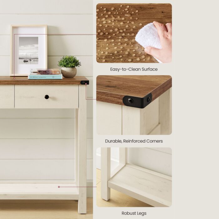 Table console VASAGLE «Rustic», avec 3 tiroirs et une étagère