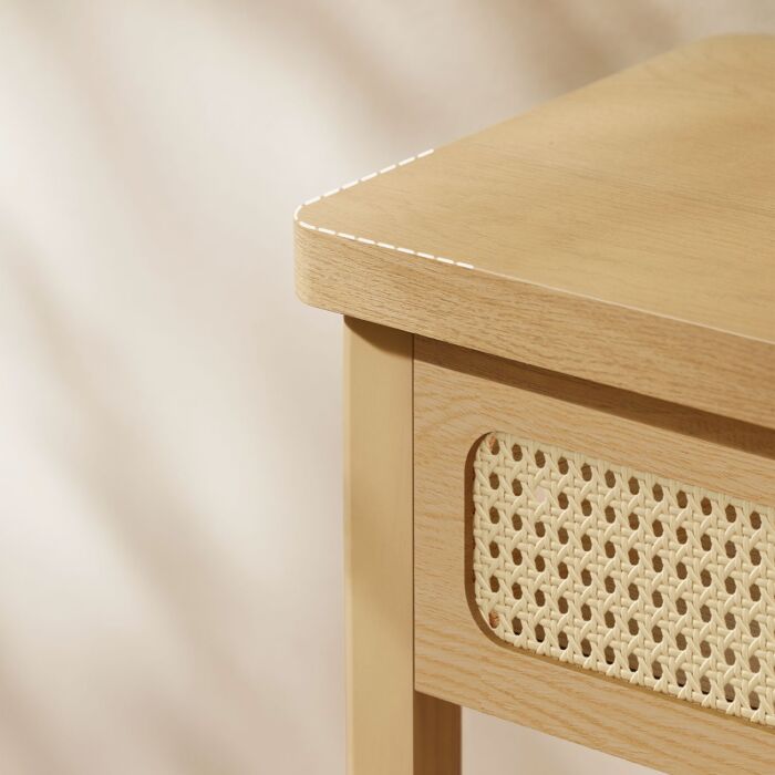 Table console VASAGLE, 2 tiroirs en rotin tressé, étagère