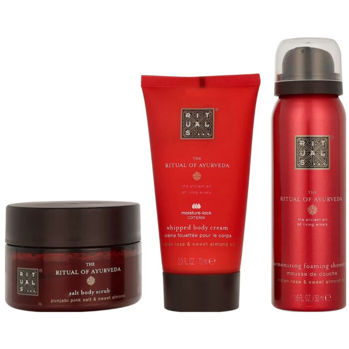 Coffret de soins Rituals «The Ritual of Ayurveda Trial Set», 3 pièces, à la rose d'Inde et à l'huile d'amande douce