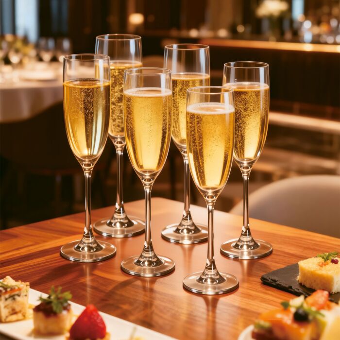 Champagnergläser Set, 6 Stück, 170 ml, schlanke Form