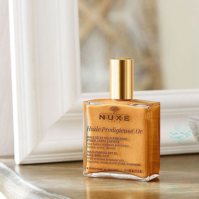Huile sèche chatoyante Nuxe «Huile Prodigieuse® Or», pour le visage, le corps et les cheveux, 100 ml